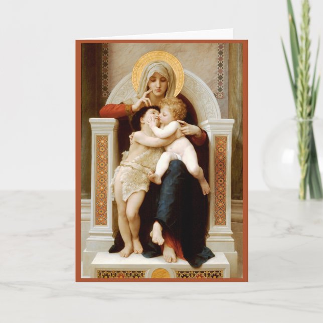 Madonna with child & John the Baptist, Bouguereau Holiday Card (Front)