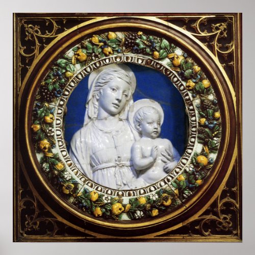 MADONNA WITH CHILD  RENAISSANCE FLORAL CROWN POSTER