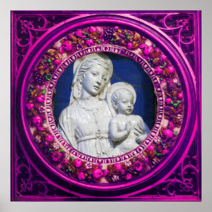 MADONNA WITH CHILD  RENAISSANCE FLORAL CROWN POSTER