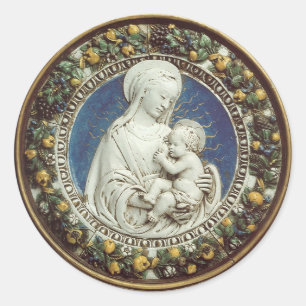 MADONNA WITH CHILD, round Classic Round Sticker