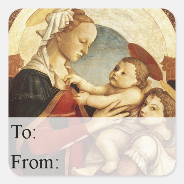 Madonna With Child Vintage Christmas Gift Tag (Front)