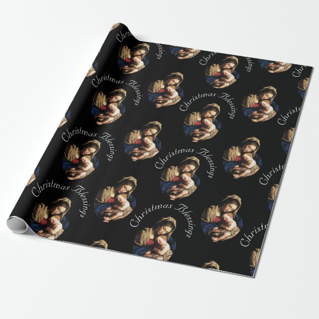 Madonna with Christ Child Customizable Christmas Wrapping Paper (Unrolled)