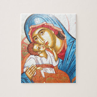 Madonna with Jesus Byzantine Religious Icon gold Jigsaw Puzzle