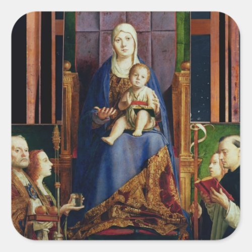 Madonna with Saint Nicholas of Bari Square Sticker