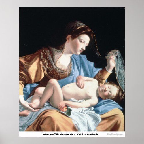 Madonna With Sleeping Christ Child by Gentileschi Poster