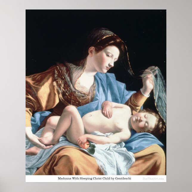 Madonna With Sleeping Christ Child by Gentileschi Poster (Front)