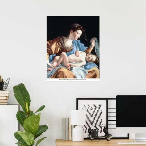 Madonna With Sleeping Christ Child by Gentileschi Poster | Zazzle