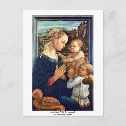 Madonna With Two Angels By Lippi Fra Filippo Postcard