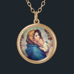 Madonnina Gold Plated Necklace<br><div class="desc">Gorgeous design features a reproduction of the painting,  "Madonnina" (Little Madonna) by artist Roberto Ferruzzi. Painting has also become known as "Madonna of the Streets." Image is enhanced and surrounded by roses. Very beautiful and comforting.</div>