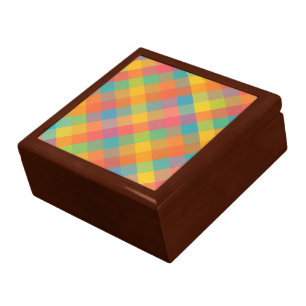 Madras Breeze – Diagonal Plaid Wooden Keepsake Box