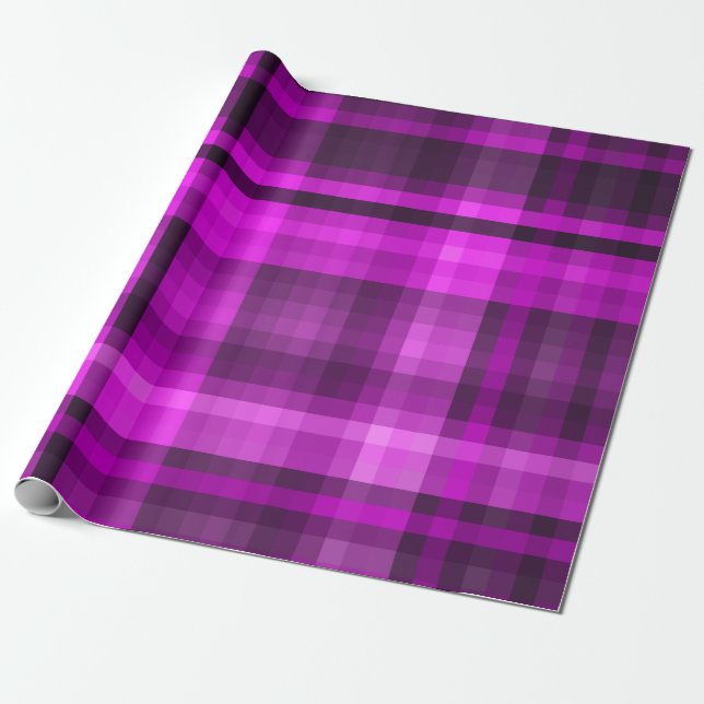 Madras Hot Pink & Black Dynamic Unique Pattern Wrapping Paper (Unrolled)