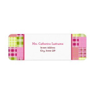 Madras Inspired Plaid Patchwork Address Label