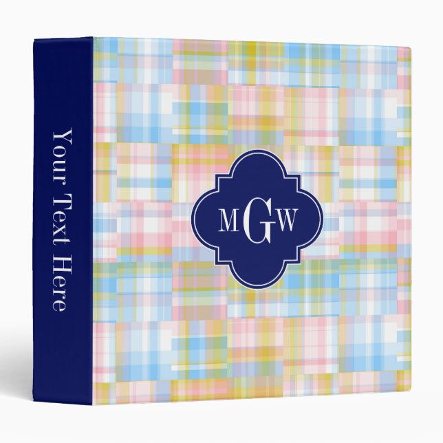 Madras-Patch-LG-Pastels-No1-White-4x4-Pic2Pl29 3 Ring Binder (Front/Spine)