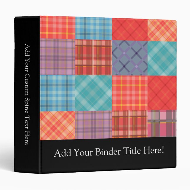 Madras Patchwork 3 Ring Binder (Front/Spine)