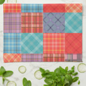 Madras Patchwork Plaid Colorful Kitchen Towel (Folded)