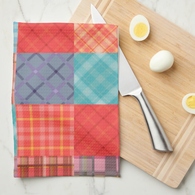 Madras Patchwork Plaid Colorful Kitchen Towel (Quarter Fold)