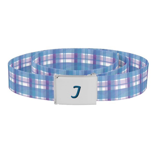 Madras Plaid Blue and Purple Belt (Coil)