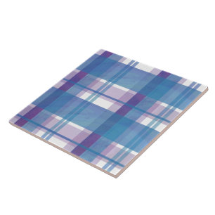 Madras Plaid Blue and Purple Ceramic Tile