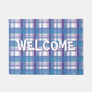 Madras Plaid Blue and Purple Doormat