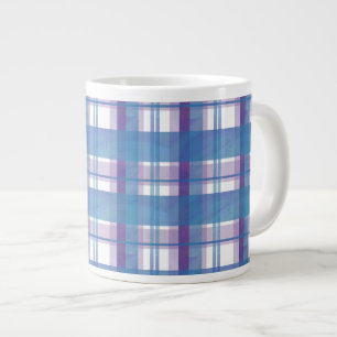 Madras Plaid Blue and Purple Giant Coffee Mug