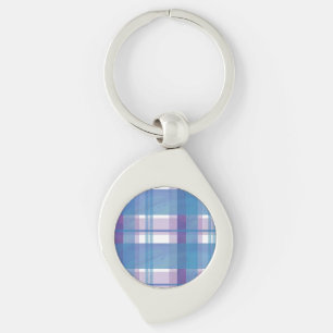 Madras Plaid Blue and Purple Keychain