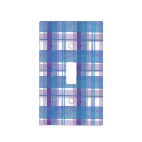Madras Plaid Blue and Purple Light Switch Cover
