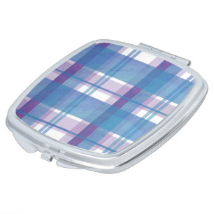 Madras Plaid Blue and Purple Makeup Mirror