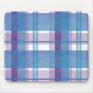 Madras Plaid Blue and Purple Mouse Pad
