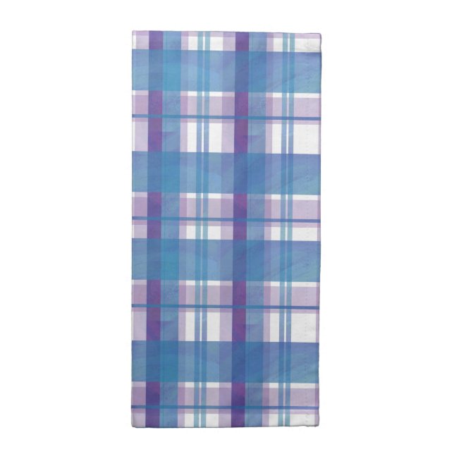 Madras Plaid Blue and Purple Napkin (Half Fold)