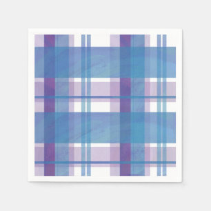 Madras Plaid Blue and Purple Paper Napkins