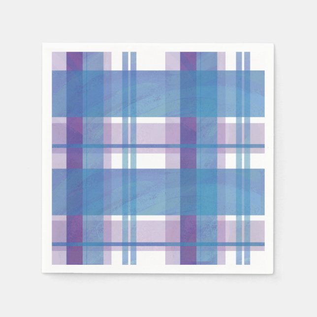 Madras Plaid Blue and Purple Paper Napkins (Front)