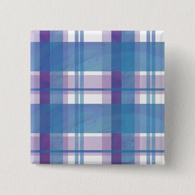 Madras Plaid Blue and Purple Pinback Button (Front)