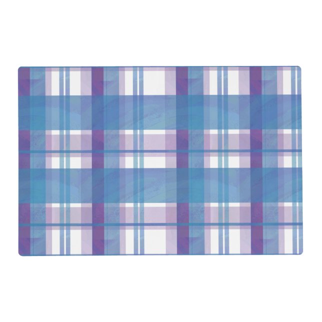 Madras Plaid Blue and Purple Placemat (Front)