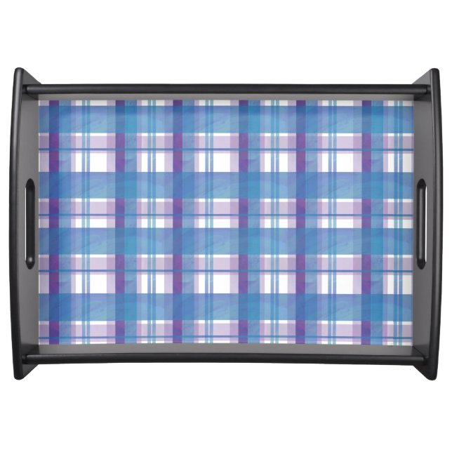 Madras Plaid Blue and Purple Serving Tray (Front)