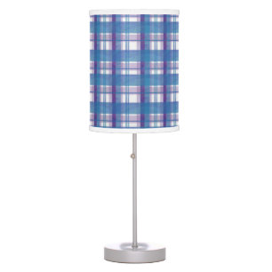 Madras Plaid Blue and Purple Table Lamp