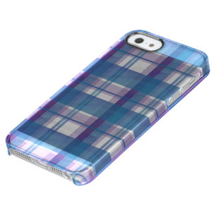 Madras Plaid Blue and Purple Clear iPhone SE/5/5s Case