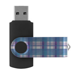 Madras Plaid Blue and Purple USB Flash Drive