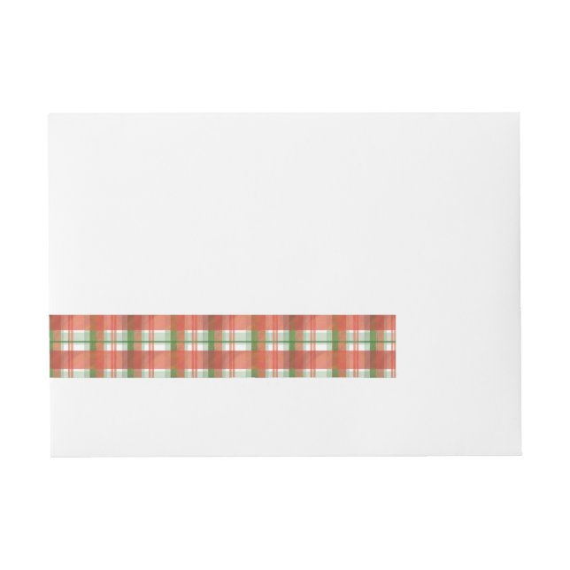 Madras Plaid Blue and Purple Wrap Around Address Label (Front)
