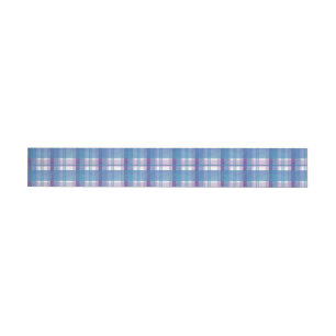 Madras Plaid Blue and Purple Wrap Around Address Label