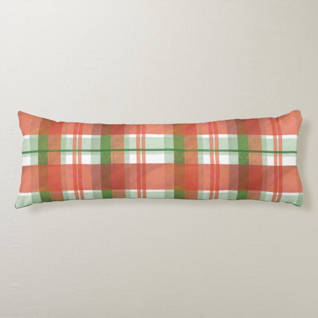 Madras Plaid Christmas Body Pillow (Front)