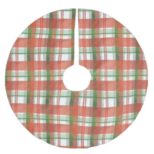 Madras Plaid Christmas Brushed Polyester Tree Skirt