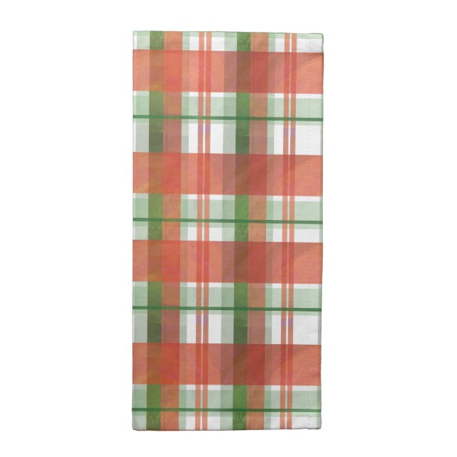Madras Plaid Christmas Cloth Napkin (Half Fold)