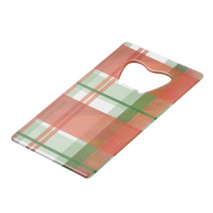 Madras Plaid Christmas Credit Card Bottle Opener