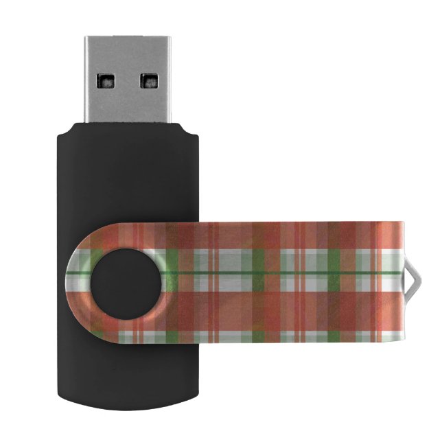 Madras Plaid Christmas Flash Drive (Opened)