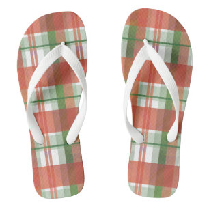 Madras Plaid Christmas Flip Flops
