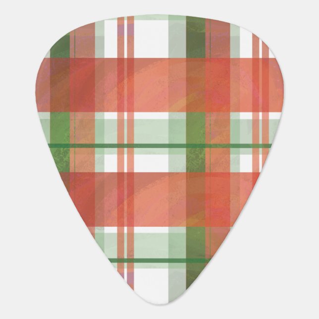 Madras Plaid Christmas Guitar Pick (Front)