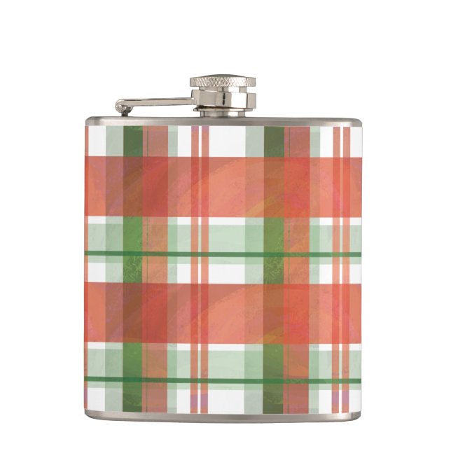 Madras Plaid Christmas Hip Flask (Front)