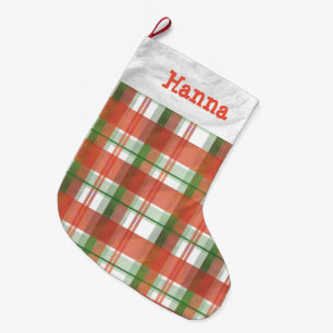 Madras Plaid Christmas Large Christmas Stocking