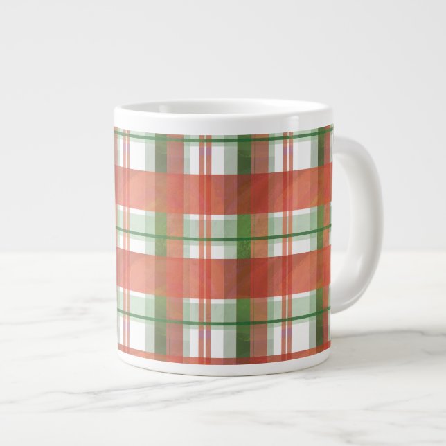 Madras Plaid Christmas Large Coffee Mug (Front Right)