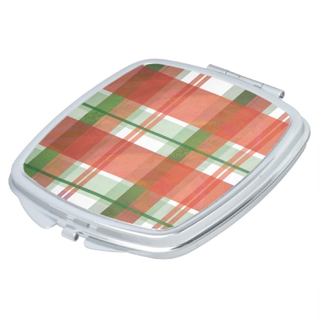 Madras Plaid Christmas Makeup Mirror (Turned)